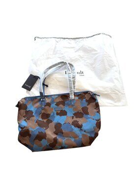 Lipault Frozen Land Medium Tote Bag Camouflage Blue Brown Zipper Nylon Durable